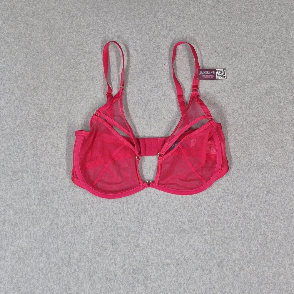 Adore Me Women Bra 34DDD Pink Underwired Strap Mesh Adjustable NWT